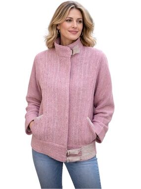 VINTAGE HANDWOVEN WOOL MOHAIR PINK JACKET By JANET KNIGHT